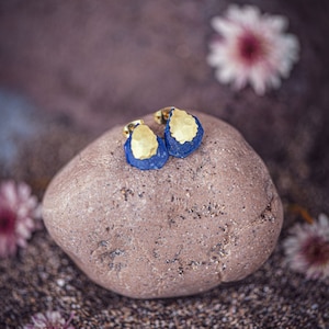 Stud Earrings with Stone, Jade Earrings, Chalcedony Earrings, Lapis Lazuli Earrings, Tiny Ear Studs, Gem Gold Earrings, Stone Earrings Gold image 4