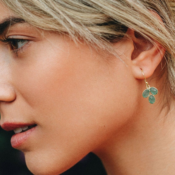 Dangle Earrings, Jade Earrings, Gem Earrings, Earrings dangle, Gold Earrings, Dangle & drop earrings, Dangling Earrings, Floral Earrings