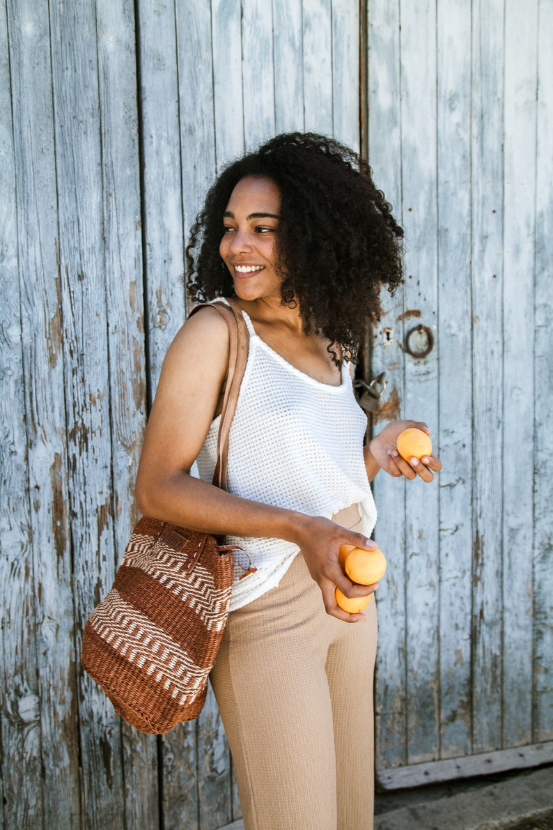 Sac en sisal, sac en paille d'été, sac d'été pour femme, sac en jute vintage, sac fourre-tout en sisal, sac tissé à la main, fourre-tout d'été, panier en sisal, sac Boho image 3