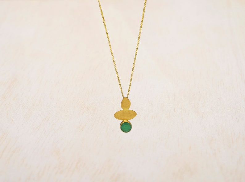 Labradorite Necklace, Aventurine Necklace, Mojave Turquoise Necklace, Minimalist Necklace, 18K Gold Necklace, Gift for Mom, Gemstone Pendant image 7