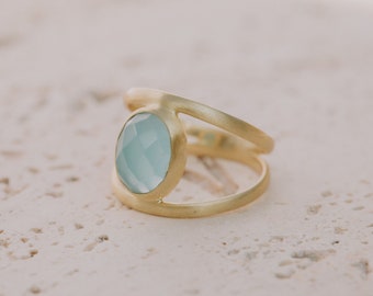 Aquamarine Ring, Gem rings Girls, Rose Quartz Ring, Gemstone Ring, Aqua Chalcedony Ring, Gem Rings for Women, Gold Rings, Gem Ring Gold