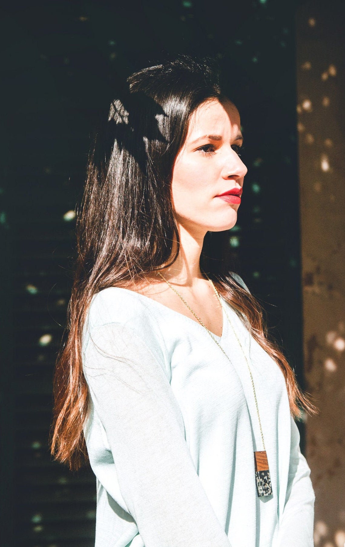 Wood Necklace Wood Jewelry Bohemian Long Necklace Wood Etsy