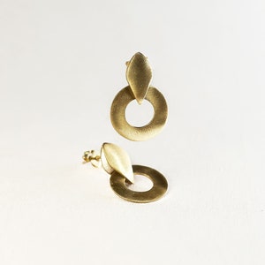 Silver and Gold Earrings, Round Gold Earrings, Circle Earrings, Open Round Earrings, Gold Stud Earrings, Boho Earrings, Wedding Earrings image 5