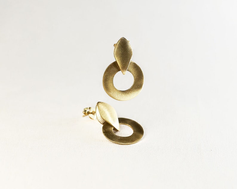 Silver and Gold Earrings, Round Gold Earrings, Circle Earrings, Open Round Earrings, Gold Stud Earrings, Boho Earrings, Wedding Earrings image 5