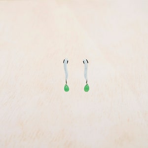 Green Jade Earrings, Delicate Dangle Earring, Leaf Earrings, Delicate Stud Earring, Coral Earrings, Amethyst Earring, Tiny Gemstone Earrings image 3