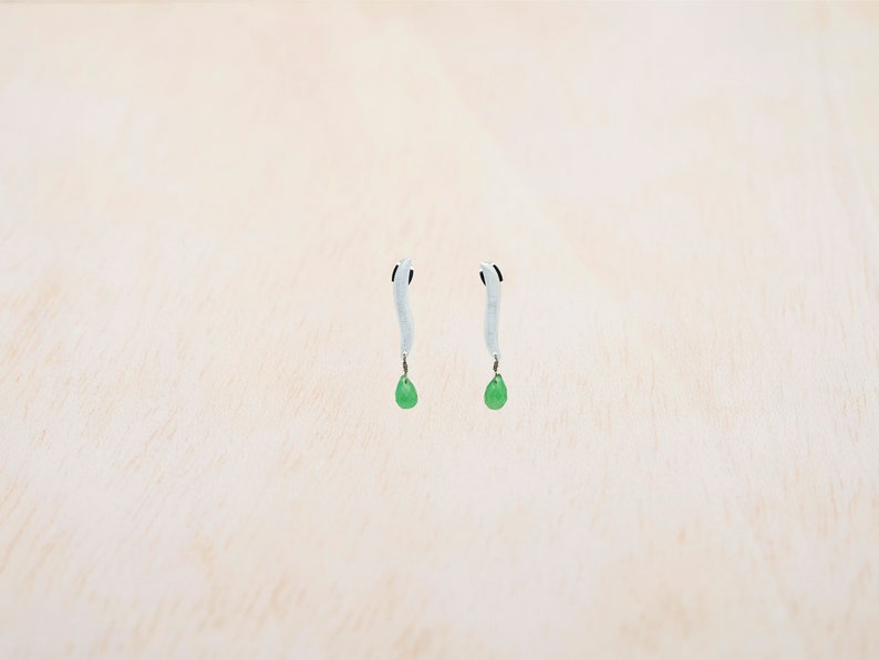 Green Jade Earrings, Delicate Dangle Earring, Leaf Earrings, Delicate Stud Earring, Coral Earrings, Amethyst Earring, Tiny Gemstone Earrings image 3