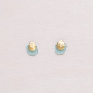 Stud Earrings with Stone, Jade Earrings, Chalcedony Earrings, Lapis Lazuli Earrings, Tiny Ear Studs, Gem Gold Earrings, Stone Earrings Gold Aqua Chalcedony