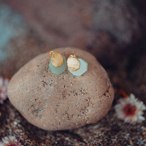 Stud Earrings with Stone, Jade Earrings, Chalcedony Earrings, Lapis Lazuli Earrings, Tiny Ear Studs, Gem Gold Earrings, Stone Earrings Gold image 9