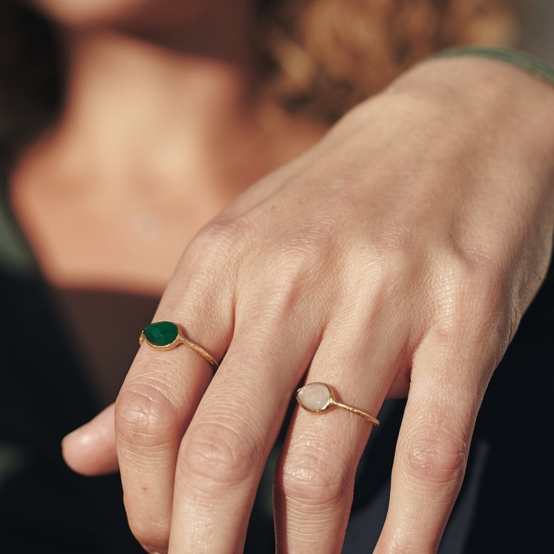 Green Onyx Ring, Green Gemstone Ring, Birthstone Ring, Aquamarine Ring, Emerald Ring, Agate Ring, Gem Stone Ring, Gem Rings for Women image 3