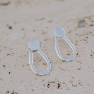 Oval Earrings, Silver Stud Earrings, Drop Earrings, Minimal earrings, Open circle Earrings, Earrings for Mum, Earrings Gold, Small Earrings image 3