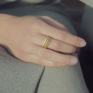 Gold Rings for Women, Gold Band Ring, Three Band Ring, Tiny Gold Ring, Tiny Band Ring, Dainty Ring, Simple Gold Rings, Silver Ring for Women image 5