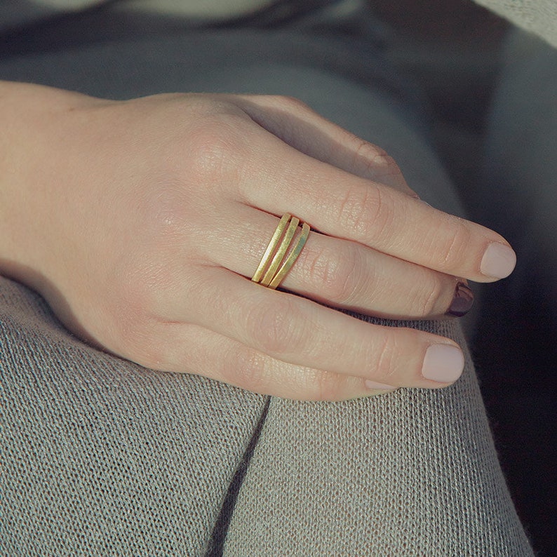 Gold Rings for Women, Gold Band Ring, Three Band Ring, Tiny Gold Ring, Tiny Band Ring, Dainty Ring, Simple Gold Rings, Silver Ring for Women image 5