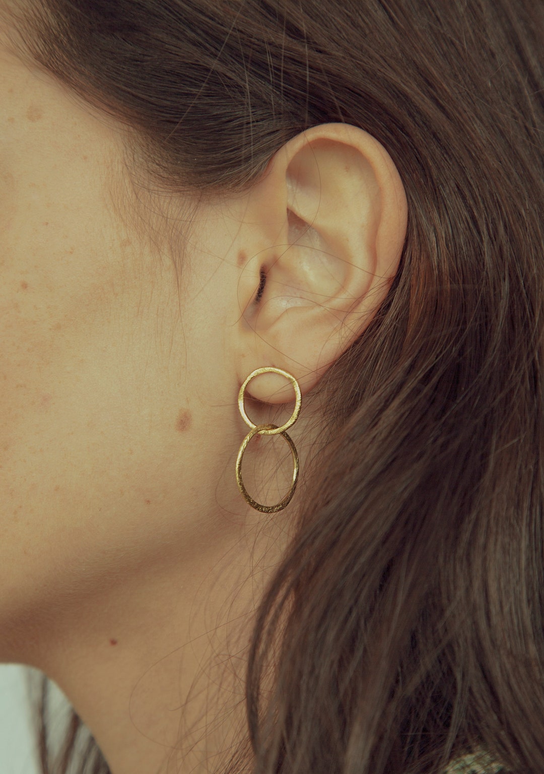 Double Hoop Earrings Earrings Gold Double Circle Earrings - Etsy