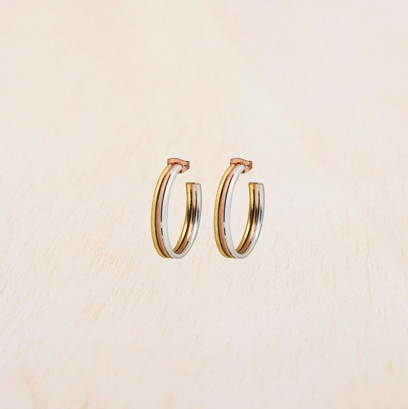 Hoop Earrings, Boho Wedding Earrings, Triple Hoop Earrings, Triple Band Earrings, Gold Hoop Earrings, Open Hoop Earring, Earrings Gold Women zdjęcie 7