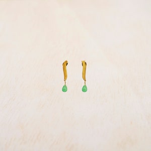Green Jade Earrings, Delicate Dangle Earring, Leaf Earrings, Delicate Stud Earring, Coral Earrings, Amethyst Earring, Tiny Gemstone Earrings image 5