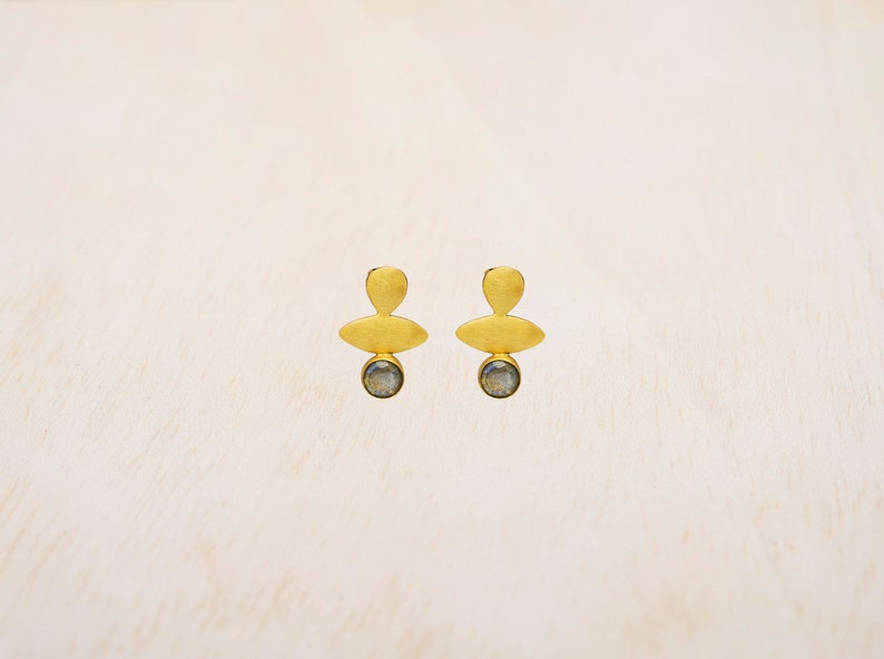 Aventurine Earrings, Gemstone Stud Earrings, Gold Stud Earrings, Boho Wedding Earrings, Green Stone Earrings, Green Earrings, Gift for Her Labradorite