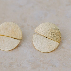 Gold Earrings, Gold Disc Earrings, Silver Earrings, Circle Earrings, Round Earrings, Circle Stud Earrings, Hoop Stud earrings, Post Earrings image 3