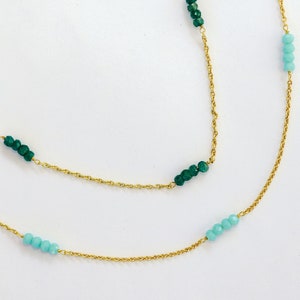 Edelstein Halskette, Mondstein Halskette, Jade Halskette, Perlen Halskette, Perlen Gem, Aqua Chalcedon Halskette, Edelstein Choker, Bead Gold Halskette Bild 6