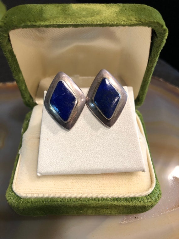 Vintage silver and lapis lazuli earrings, Boma sil