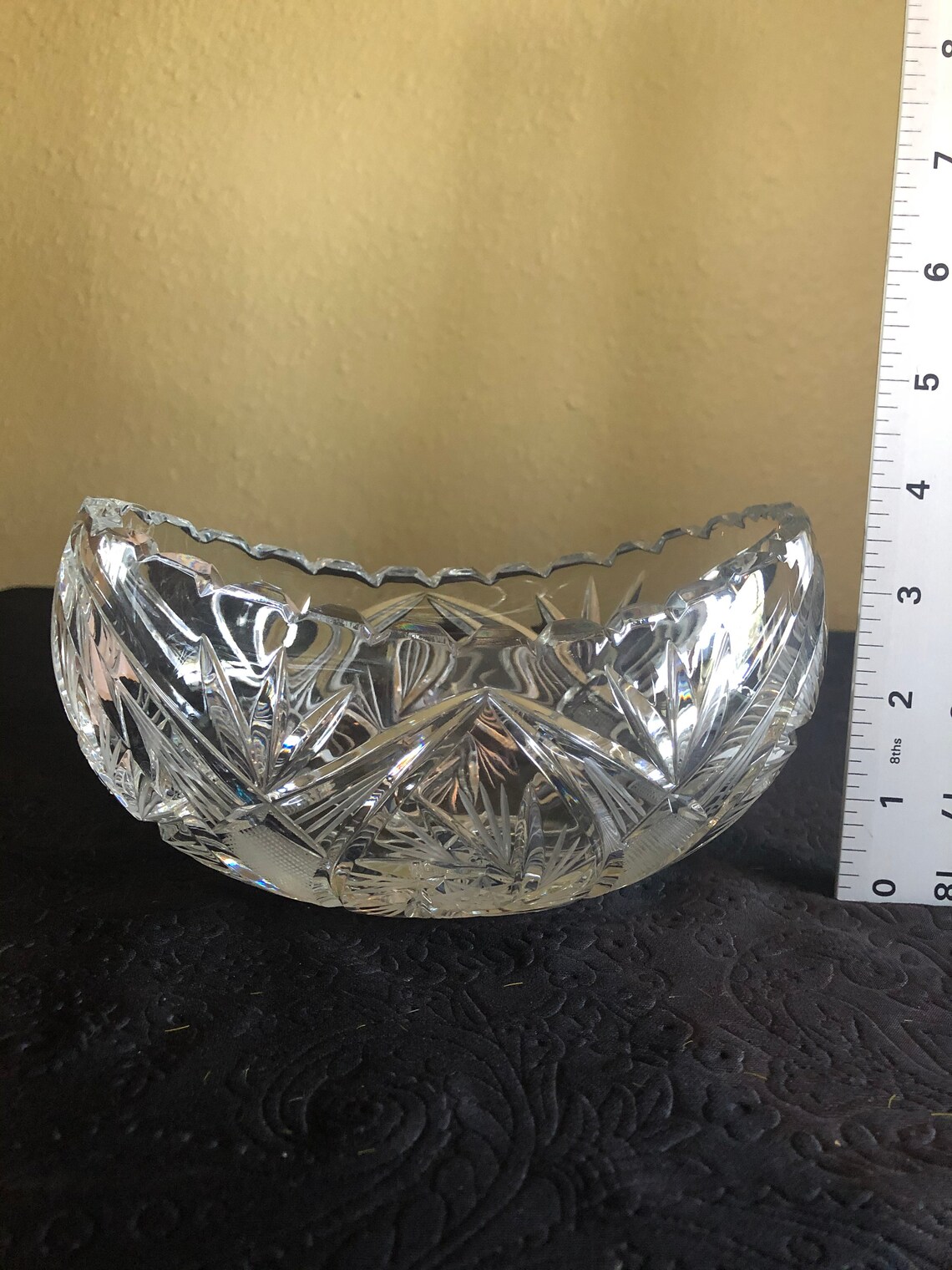 Vintage Cut Crystal Star Etched Narrow Display Bowl Etsy