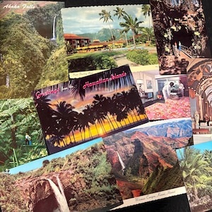 Cartes postales vintage d'Hawaï 10 cartes postales hawaïennes des années 1960-70 au total, dix cartes postales de vacances sur une île Canyon de Waimea Jungle de Kauai Akaka Falls