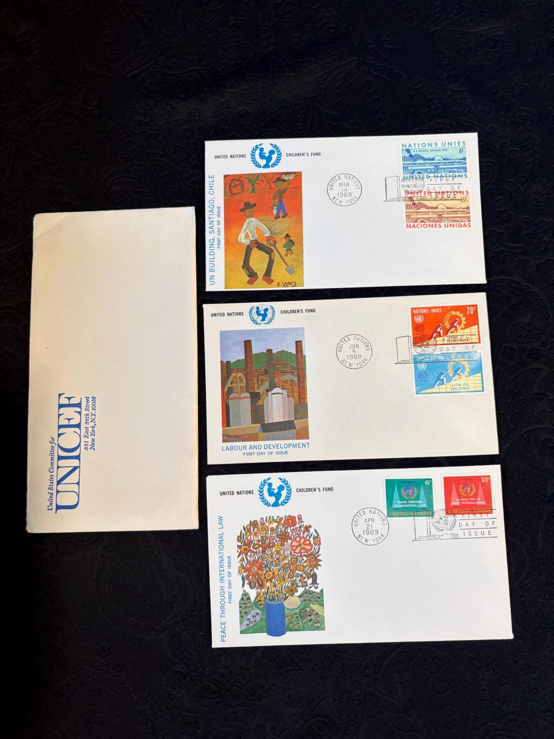 Vintage Lot of Three (3) UNICEF First Day of Issue Envelopes, 1969 ...