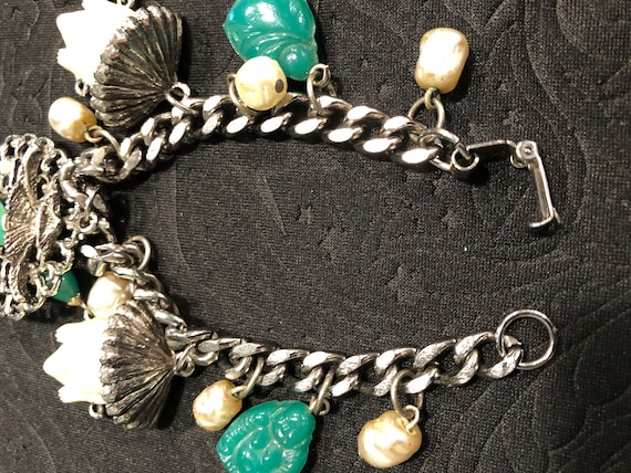 Vintage Asian theme chunky charm bracelet, Buddha… - image 3