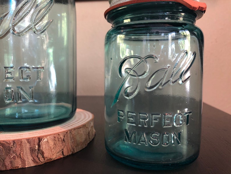 Vintage Set of Three3 Blue Glass Ball Perfect Mason Jars Etsy