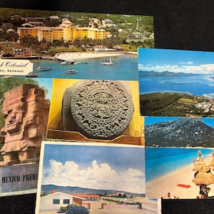 Vintage ansichtkaarten jaren 1950-70 zes ansichtkaarten Mexico tropisch Bahama's thema vakantie 6 ansichtkaarten, Uturoa Mexico Bahama's vacay vtg casa del sol