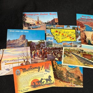 Neuf (9) cartes postales vintage des années 1960-70 sur le thème de l'Amérique de l'Ouest, cartes postales de vacances dans les États de l'ouest, Indiens Hopi, barrage Hoover du Grand Canyon vtg