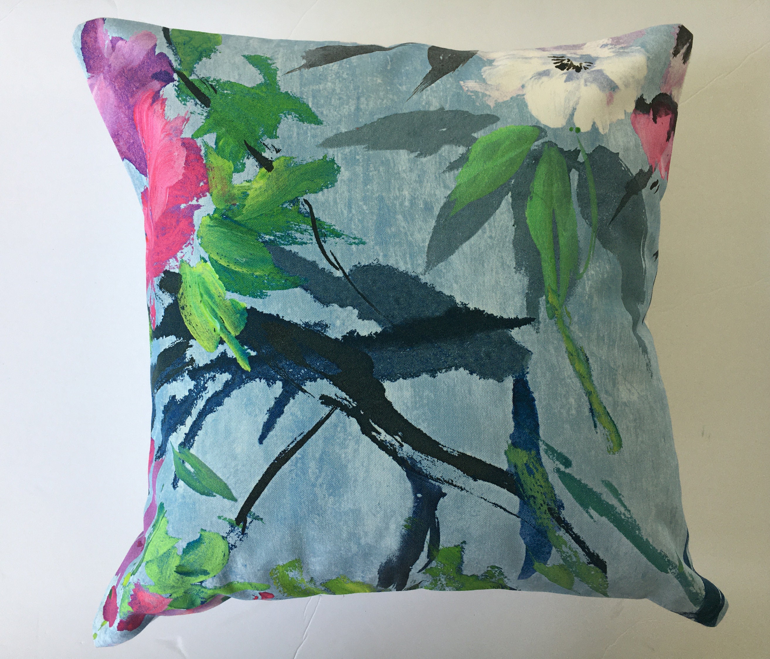 Swaffer Romsey Designer Fabric Linen Blue Floral Cushion Pillow Cover 