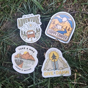 Adventure Sticker Pack | Hiking Camping Nature Vinyl Stickers | Waterproof Decals for Water Bottles, Laptops, Journals, Outdoorsy Gifts