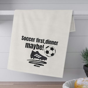 Soccer Tea Towel for Players | Funny Kitchen Towel Gift | Soccer Mom Coach Gift | Game Day Decor | Custom Soccer Towel