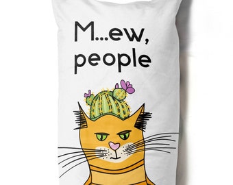 Ginger Cat Body pillowcase. Cat Pillow Cover. Easter decor. CAT LOVER GIFT. Best cushion with Orange Cactus Cat. Ew people