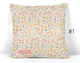 Capa de almofada floral, decoração shabby chic, flores em aquarela, almofada boho, decoração de primavera, toque campestre francês, almofada romântica