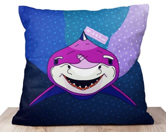 Smiley Shark Art Pillow Cover - Smiley Animals Collection