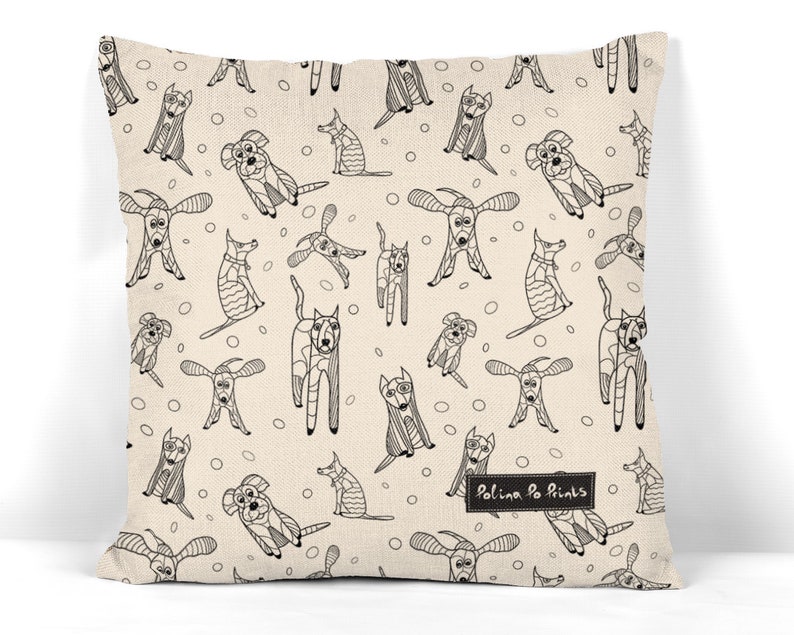 Pattern PILLOWCASE. Dog grandma gift. Window Seat Cushion COVER for a Home Decor, Pet Cushion COVER for a bench cushion image 2