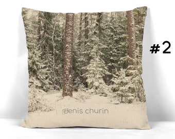 Pillow Cover 18 x 18 in. Spruce trees and snow. Farmhouse Decor. Housewarming gift. Winter landscape.
