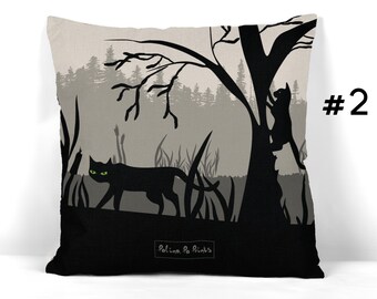 Halloween Cat Pillow Cushion Cover - Scary Forest Pillow Case For Gothic Decoration And Gifts