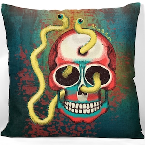 Scary Gothic Skull Pillow Case – Dead Of The Dead Original Art Halloween Spooky Pillow Cover