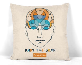 Brain art - Color Block Pillow Cover - Scandinavian room decor. Computer geek gifts. Graduation gift for him. Science Art, Brain Anatomy Art