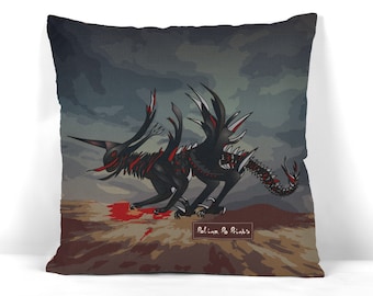 GOTHIC HOME DECOR - Dragon pillow cover, Halloween pillow covers. Dragon gifts. Creepy decor. Monster pillow. Fantasy art. Gothic pillow.