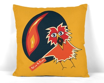 Quirky Home Decor. Chicken pillow cover 18x18, 16x16, 20x20 in. Easter Decorations for Home. Housewarming Gift Funny.