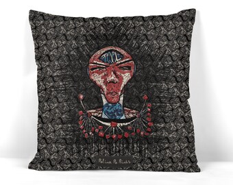 WITCHY DECOR, Pillow Cover. Fathers day gift. His dark materials are Quirky Gift. Alien, Geek or Monster face. Goth Decor, Creepy Decor