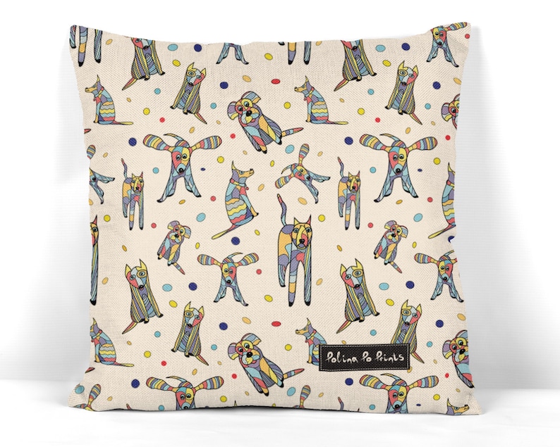 Pattern PILLOWCASE. Dog grandma gift. Window Seat Cushion COVER for a Home Decor, Pet Cushion COVER for a bench cushion colorful