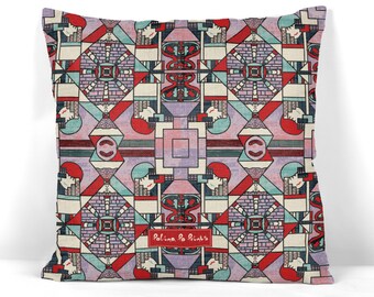 Psychedelic pillow cover, Quirky pillow case, Purple red decor, Geometric cushion cover, Creepy gift, Unique art print, Graphic pillow cover