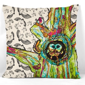 Pillowcase for throw pillow for book nook. Owl decor. Christmas gift. Owl house pillow. Owl home decor. image 1