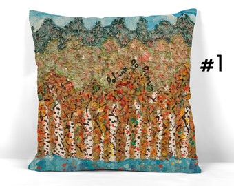 Fall landscape pillowcase 18*18, 20*20 in. Autumn landscape on Boho pillow. Autumn Decor on Bench Cushion.