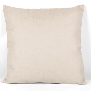May include: A plain, off-white throw pillow with a subtle woven texture. The pillow is square and has a simple, understated design.
