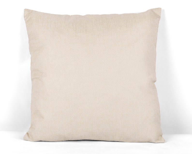 May include: A plain, off-white throw pillow with a subtle woven texture. The pillow is square and has a simple, understated design.